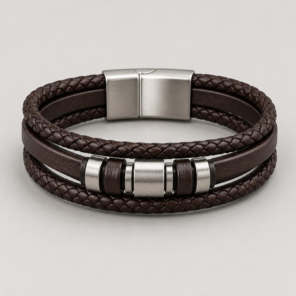 Pulsera de cuero y metal VÉLOR